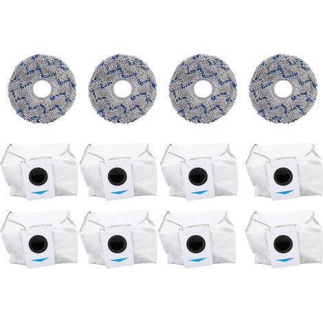 Staubbeutel- Und Waschbares Wischtuchset Für Ecovacs Deebot T20 Omni X1 Omni T10 Omni Wiederverwendbare Mikrofaser 8 Beutel 4 Pads