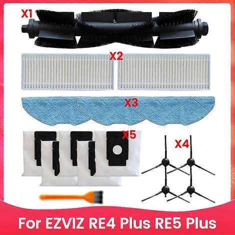Hauptbürste, Filter Und Staubpad. Staubbeutel, Staubbeutel Und Seitenbürste Für Den Staubsauger Ezviz Re4 Plus/re5 Plus.