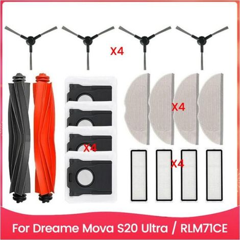Seitenbürste – Hepa-filter – Reinigungstuch – Staubbeutel – Für Dreame Mova S20 Ultra Rlm71ce Staubsauger – 4-teiliges Set