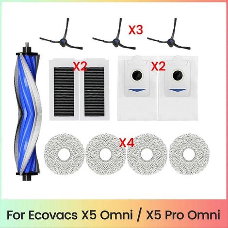 12 Für X5 Omni/x5 Pro Omni Saugroboter: Haupt-/seitenbürsten, Filter, Reinigungspad, Staubbeutel