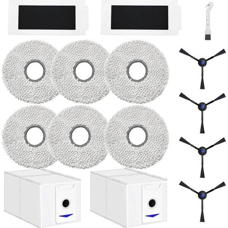 18-teiliges Zubehörset Für Saugroboter: 6 Reinigungstücher, 2 Staubbeutel, 4 Seitenbürsten, 2 Filter, Für Deebot T30 Pro Omni