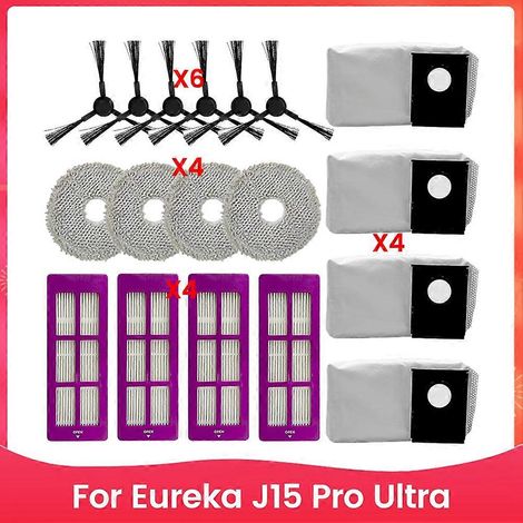 Für Den Eureka J15 Pro Ultra Staubsauger Enthalten Die Sets 4 Hepa-filter, 6 Seitenbürsten, 4 Wischpads Und 4 Staubbeutel.