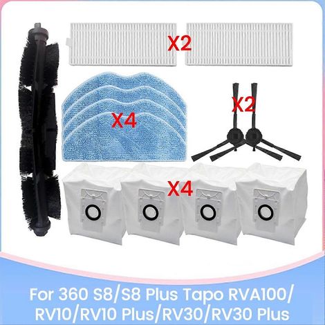 Ersatzteile Für Staubsauger Der Modelle 360 S8/s8 Plus Rva100/rv10/rv10 Plus/rv30/rv30 Plus: Bürste, Filter, Wischmopp, Staubbeutel