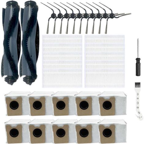 Ersatzteile Für Den Saugroboter C10: Haupt-/seitenbürsten, Hepa-filter, Staubbeutel Mit Großem Fassungsvermögen, Reinigungsbürste