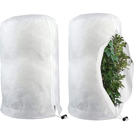 Sollbry 2er-pack Winterpflanzenschutz Frostschutz Großer Winterpflanzenschutzbeutel Mit Reißverschluss Atmungsaktiv Reißfest Wiederverwendbar (80 X 100 Cm)