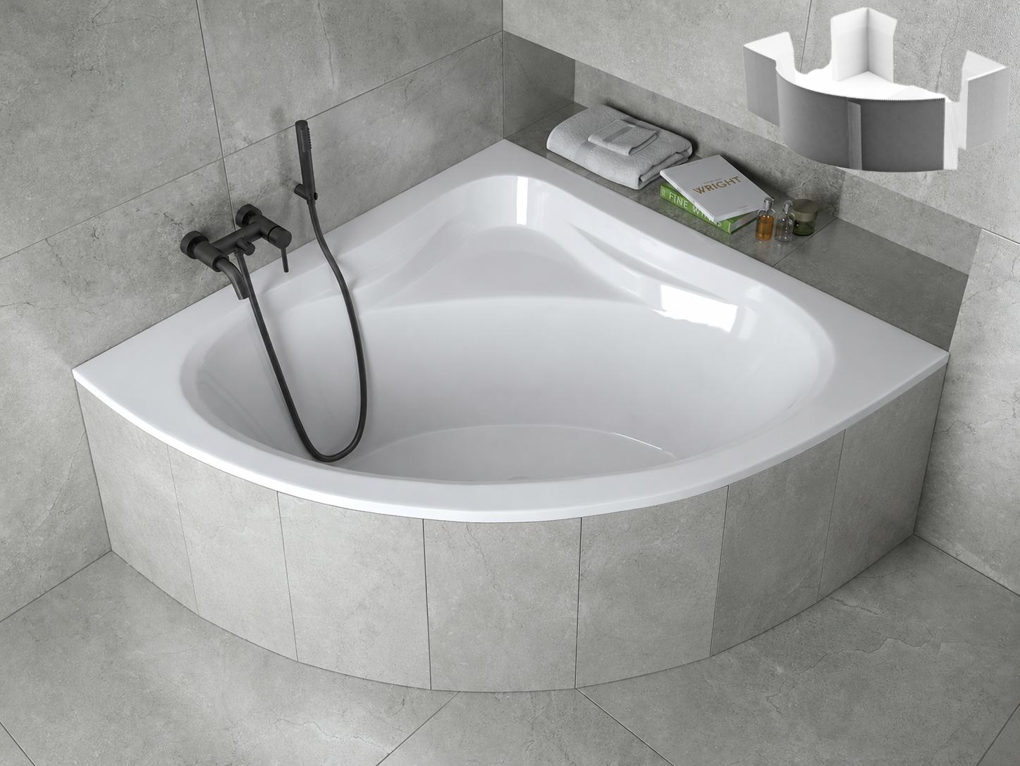 Ecolam Badewanne 120x120 Cm Mia Eckbadewanne Wannenträger Zum Verfliesen Wanneablauf In Der Mitte Acrylwanne Ablaufgarnitur Füße Silikon