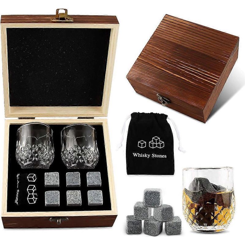 Geschenkset Aus Whisky-eiswürfeln Aus Holz, Hergestellt Aus Naturstein, Wiederverwendbare Eiswürfel