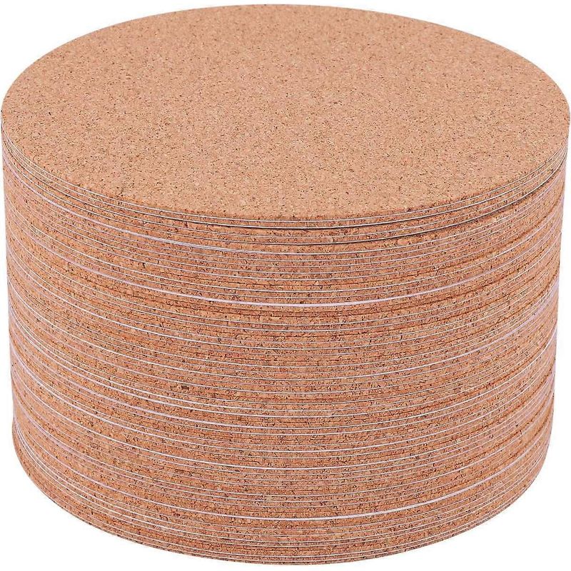 Korkuntersetzer, Korkmatten, Kork-rückseitenplatten (60 Stück, Rund) --
