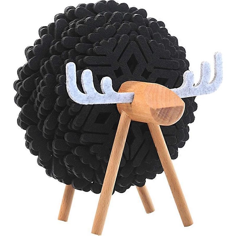 Runde Schwarze Filzuntersetzer In Schafform