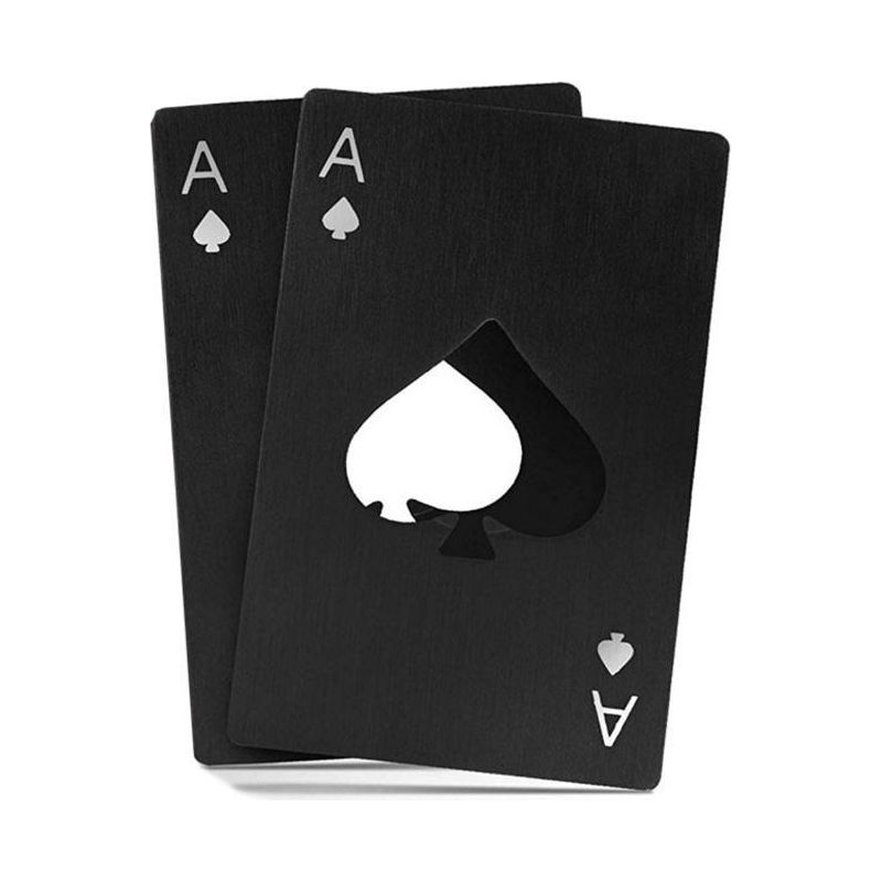 Schwarze Edelstahl-pokerflaschenöffner Im Brieftaschenformat, Ideales Geschenk Für Papa