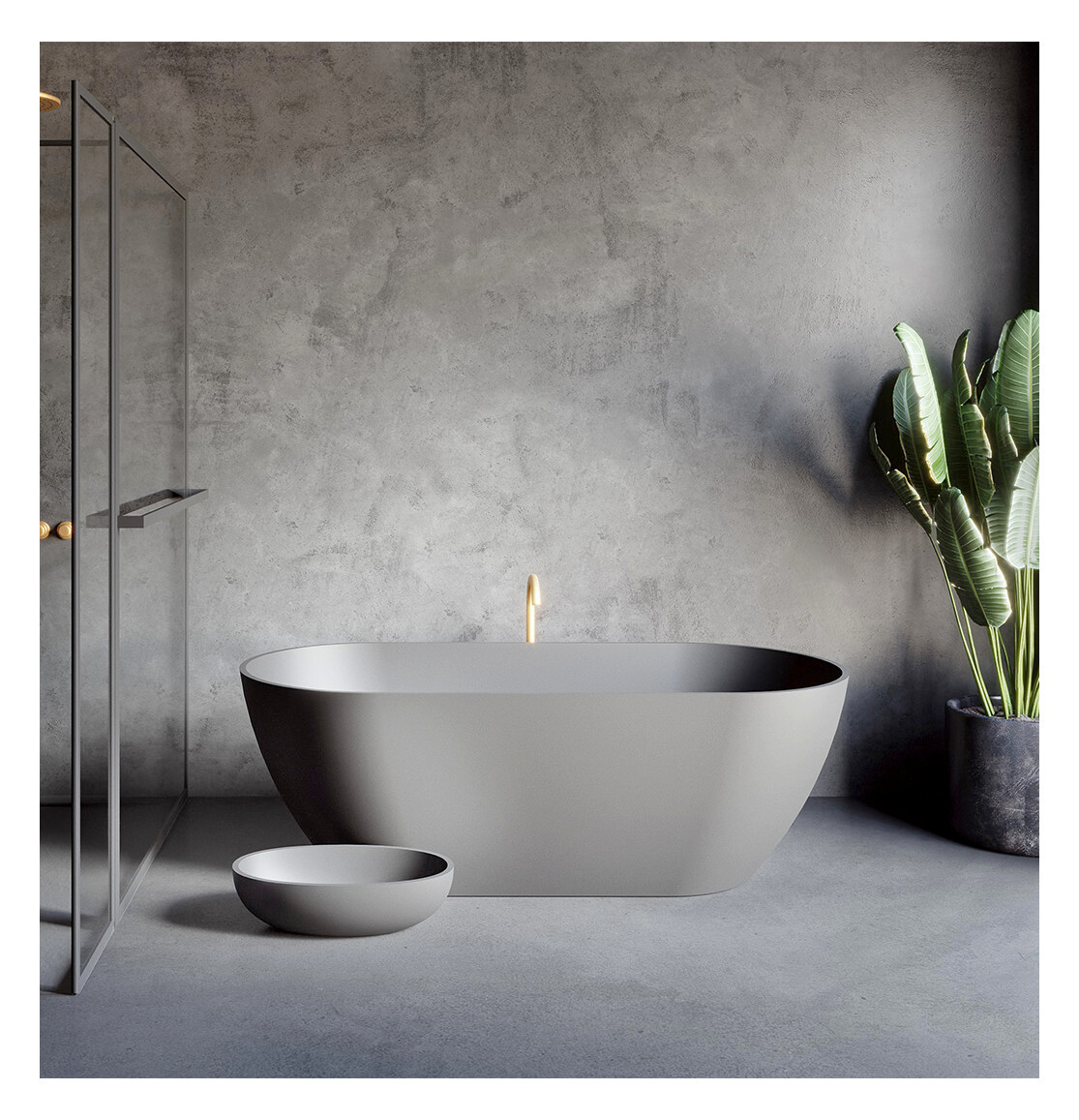 Riho Bilbao Freistehende Badewanne, Solidsurface, 170x80x55,5cm,