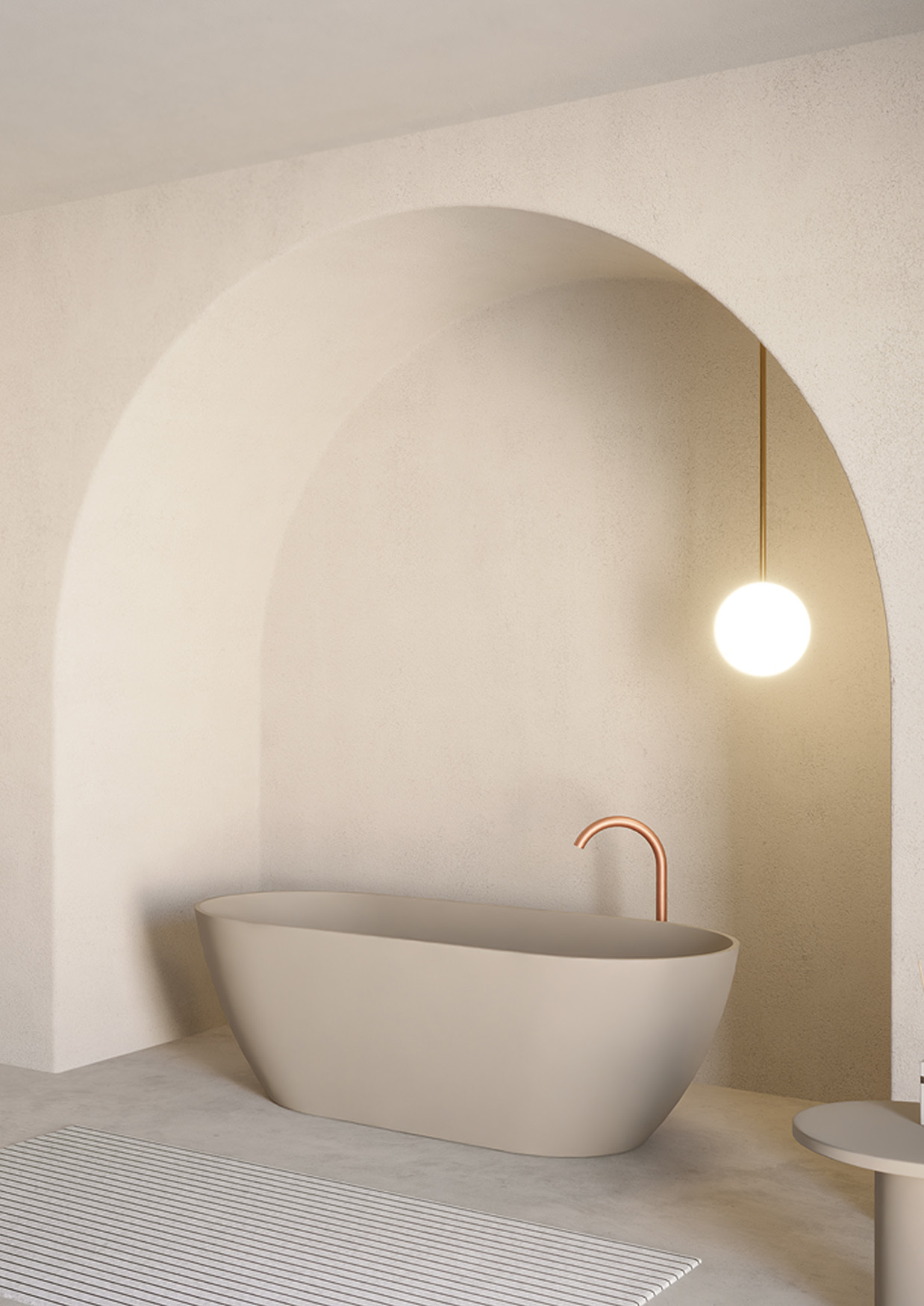 Riho Bilbao Freistehende Badewanne, Solidsurface, Pebble Grey,