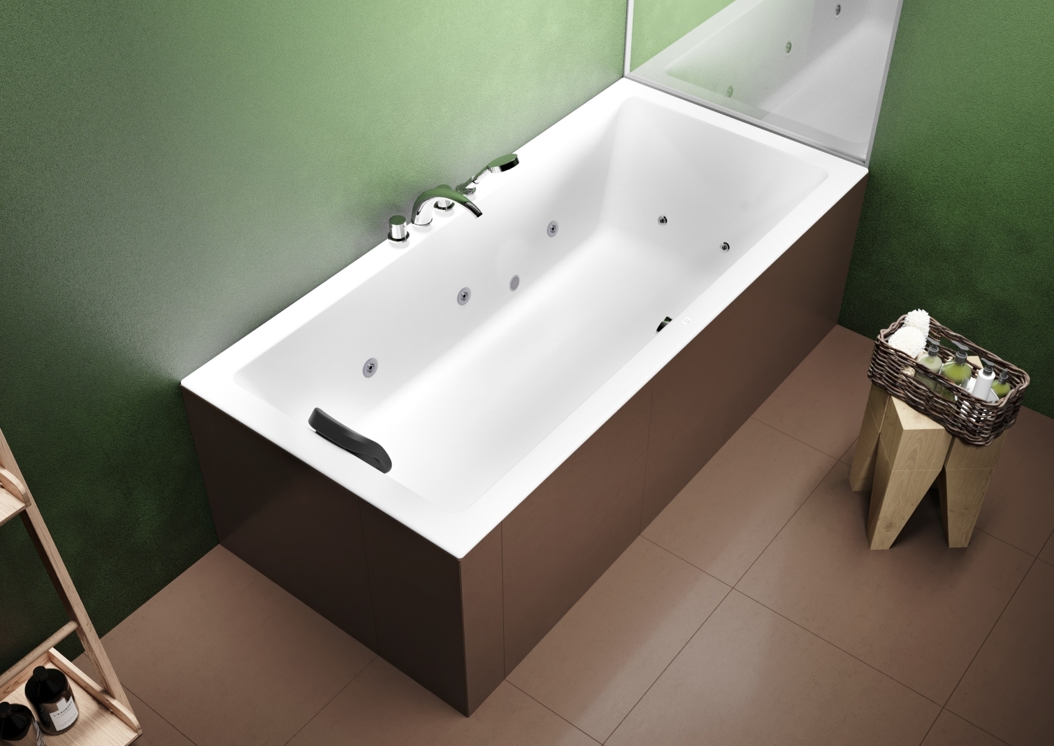 Riho Lugo Wall Rechteck-badewanne, Mit Flow-system, Einbau,