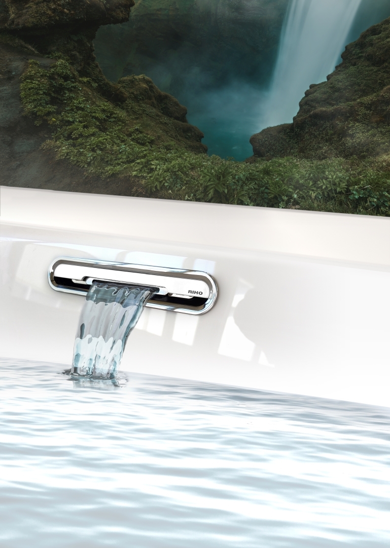 Riho Rethink Cubic Rechteck-badewanne, Mit Riho Fall, Version