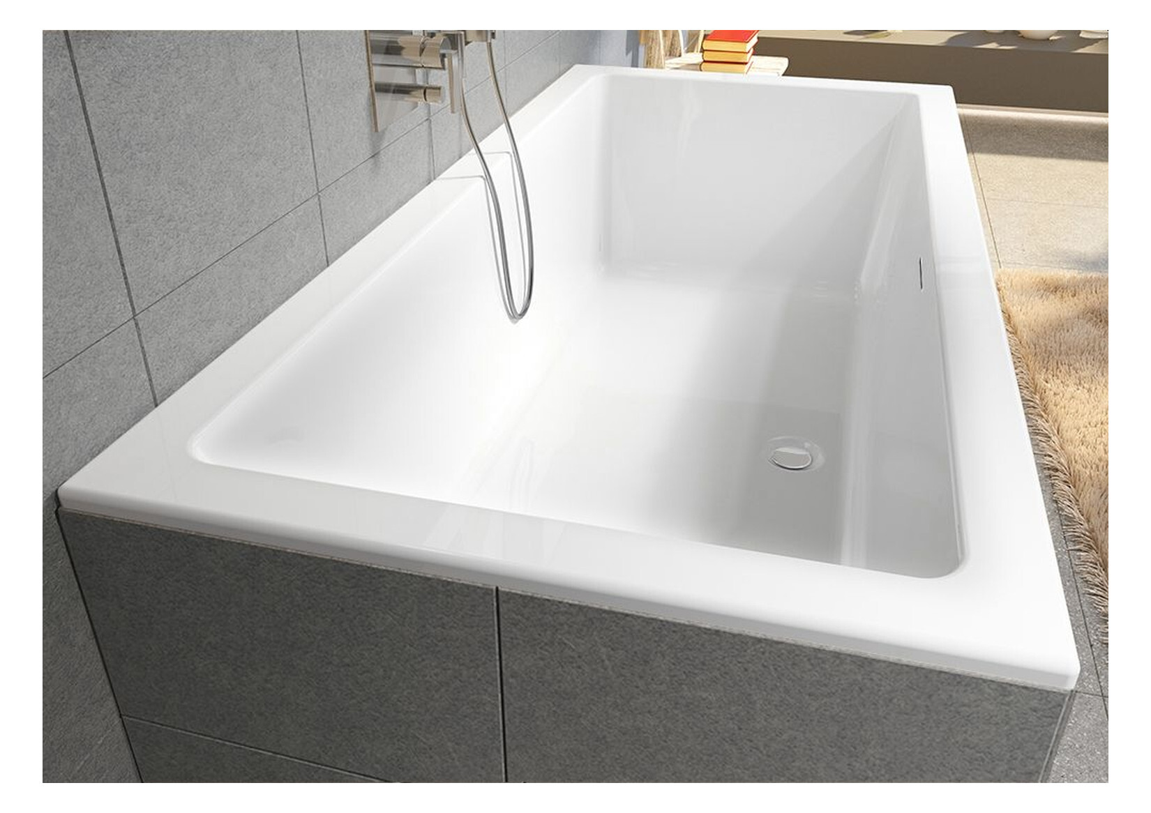 Riho Rethink Cubic Wall Rechteck-badewanne, Version Links, Mit