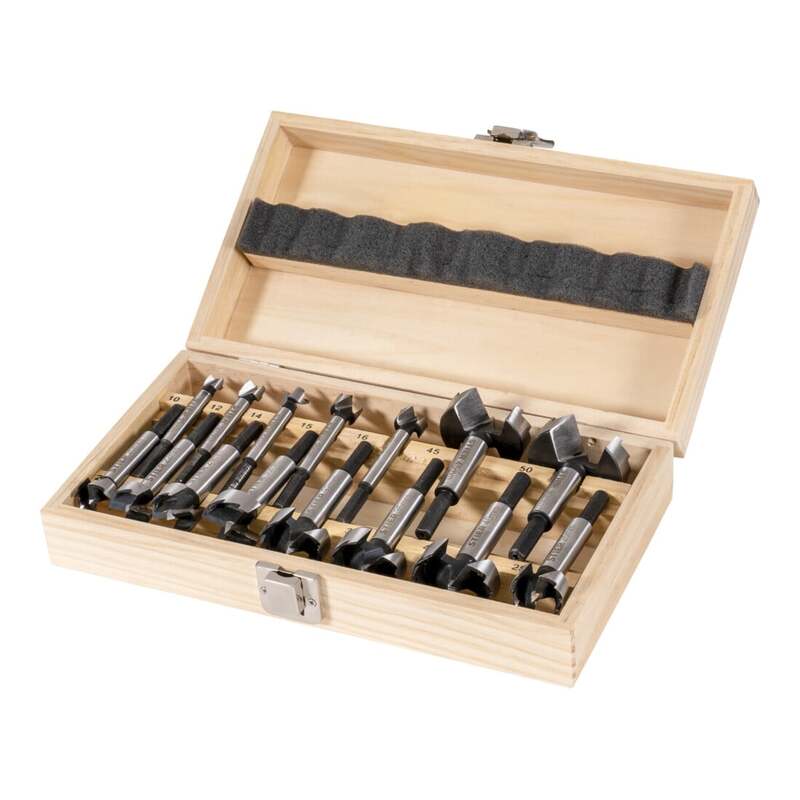 [gebraucht] B-ware Stier Forstnerbohrer Bohrer Set 15-teilig In Holz-kassette 10-50mm C45 Stahl