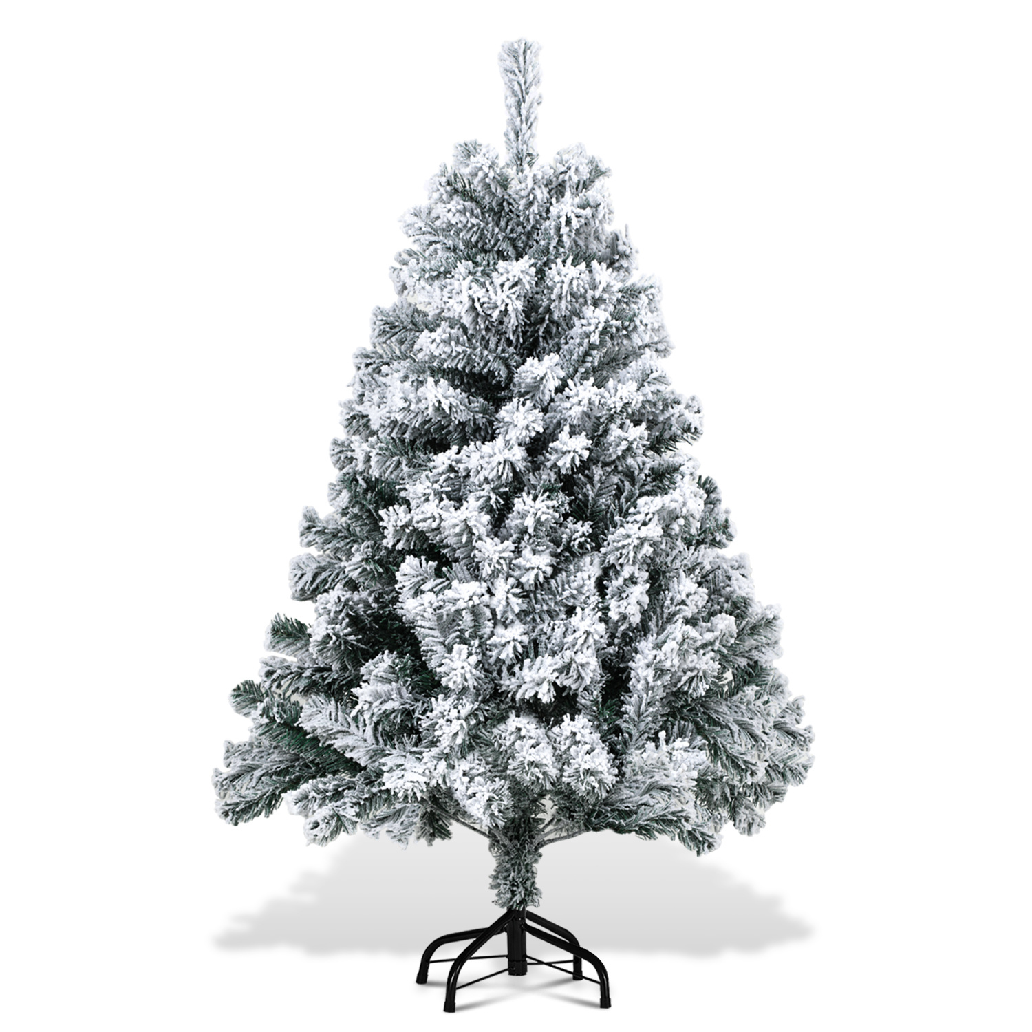 Tolletour Künstlicher Weihnachtsbaum 120 Cm Grün Mit Schnee-effekt, 340 Zweige, Pvc Und Metall, Automatisch Öffnende Zweige