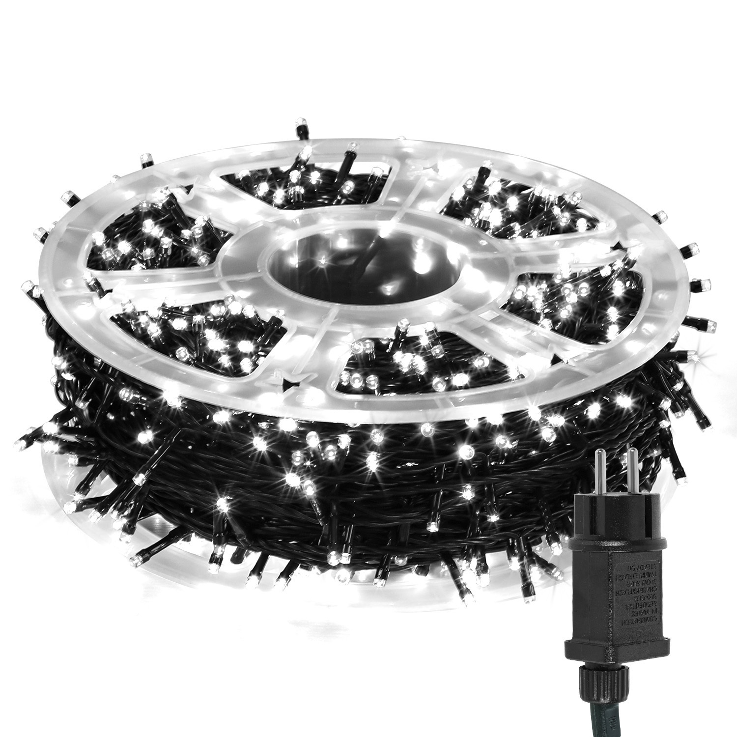 Tolletour 200m Led Lichterkette 2000leds 8 Modi Mit Memory Funktion, Weihnachten Party Garten Bedienung Funkelnder Sterneffekt Deko Kaltweiß