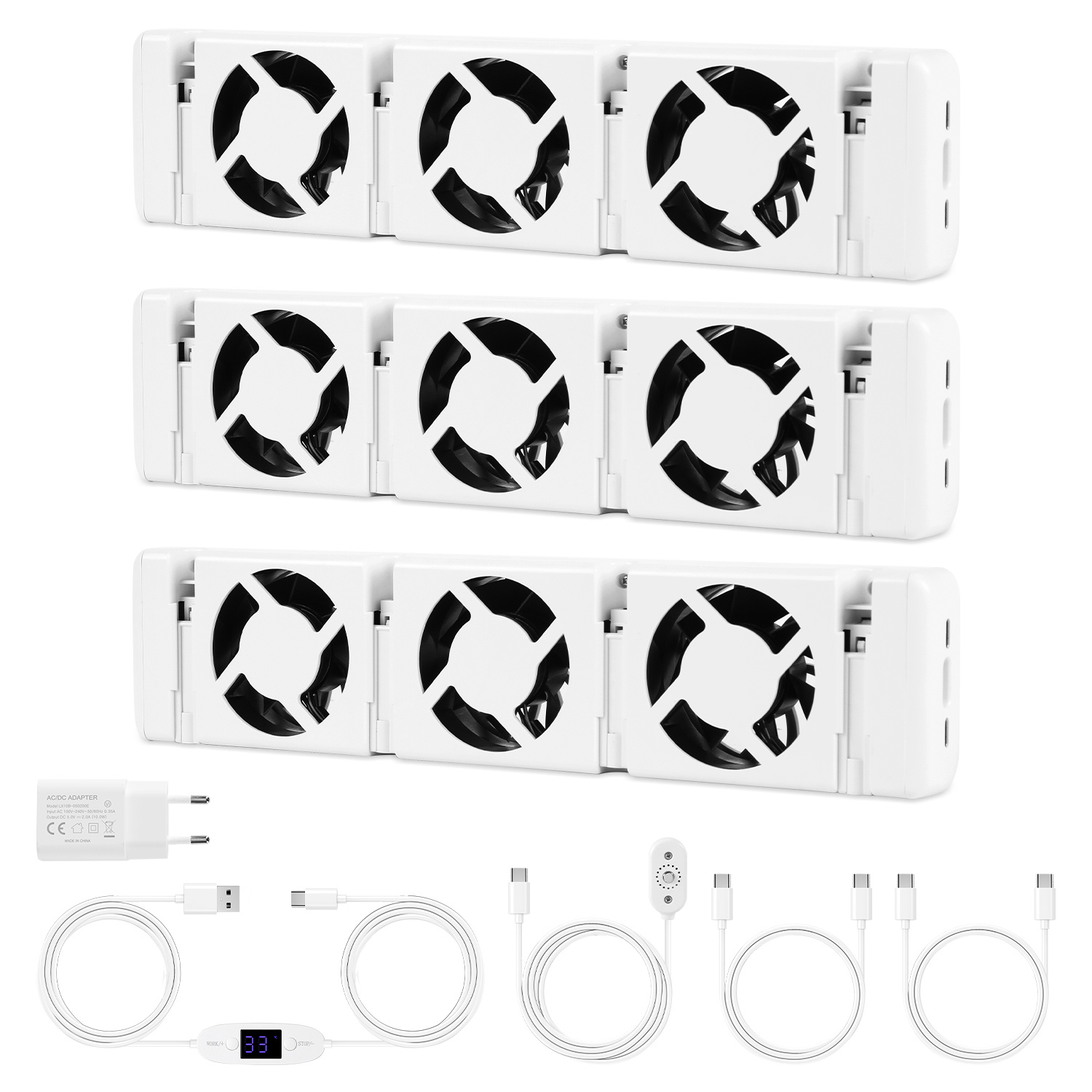 Tolletour Heizkörperverstärker Mit 3 Lüftern Und Einstellbarem Thermostat 0–60 °c, 3er Set, Weiß