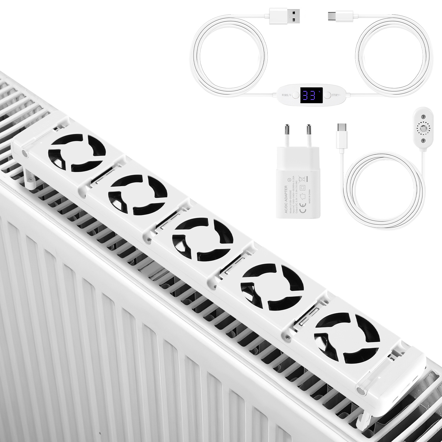 Tolletour Heizkörperventilator 5 Lüfter, 1er-set, Magnet, 50 Cfm, Thermostat