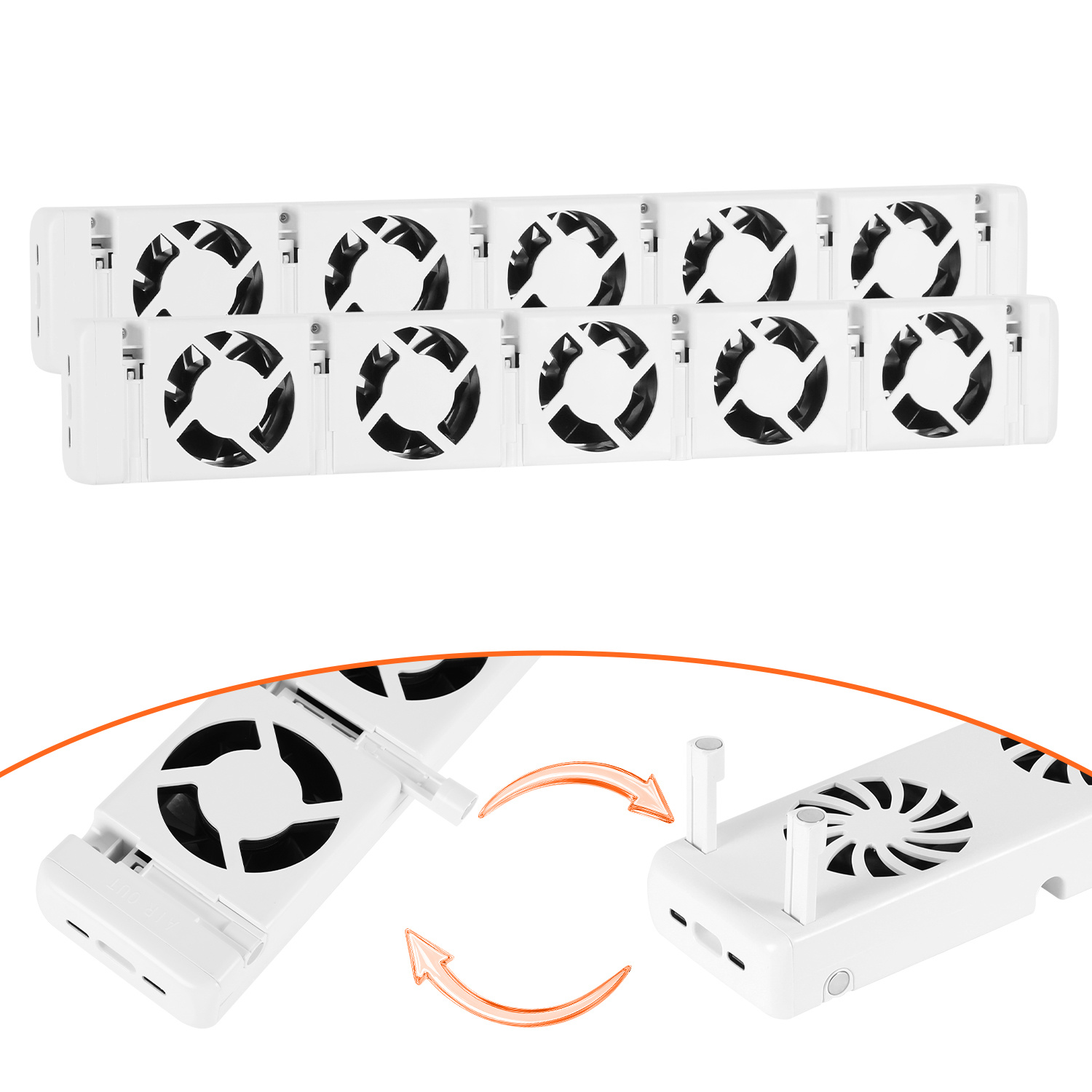 Tolletour Radiatorventilator 5-fach, 2er-set, Temperatursteuerung, Für 150–200 Cm