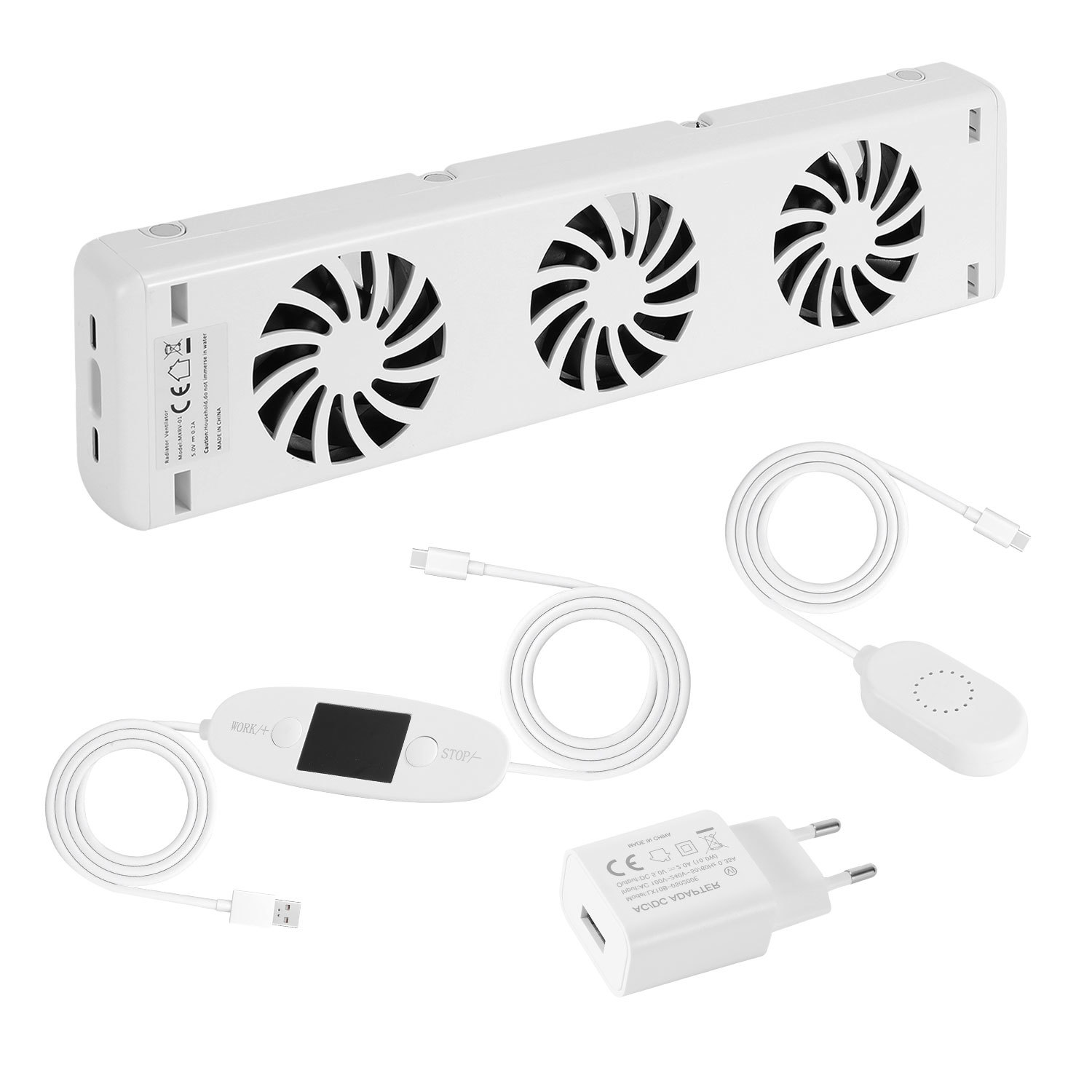 Tolletour Heizkörperverstärker 3-fach, 1er-set, Thermostat 0–60 °c, Weiß
