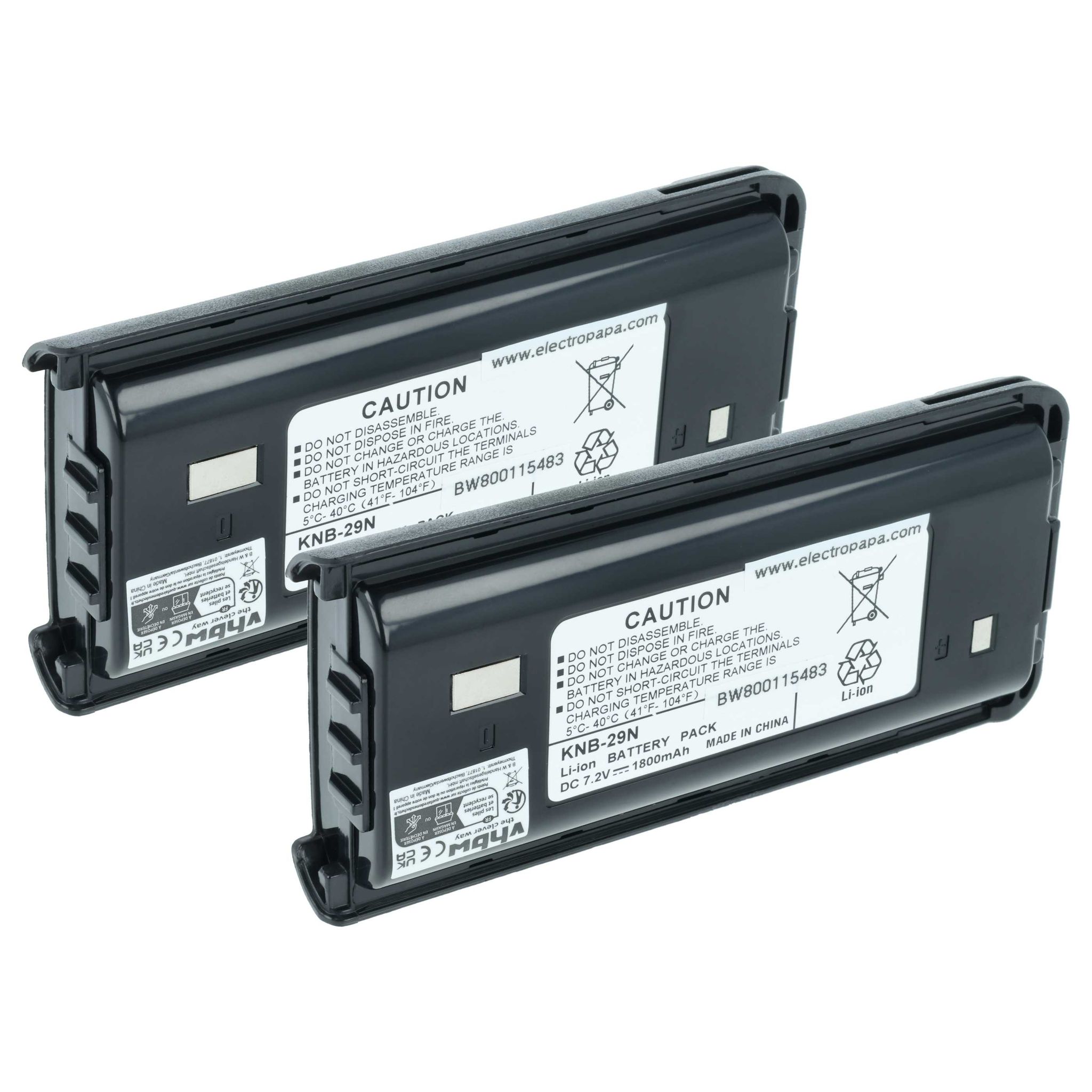 Vhbw 2x Akku Kompatibel Mit Kenwood Tk-2200v8p, Tk-2200v2p, Tk-2206m Für Tk-2206, Tk-2202, Tk-2202e Funkgerät, Walkie Talkie (1800 Mah, 7,4 V, Li-ion)