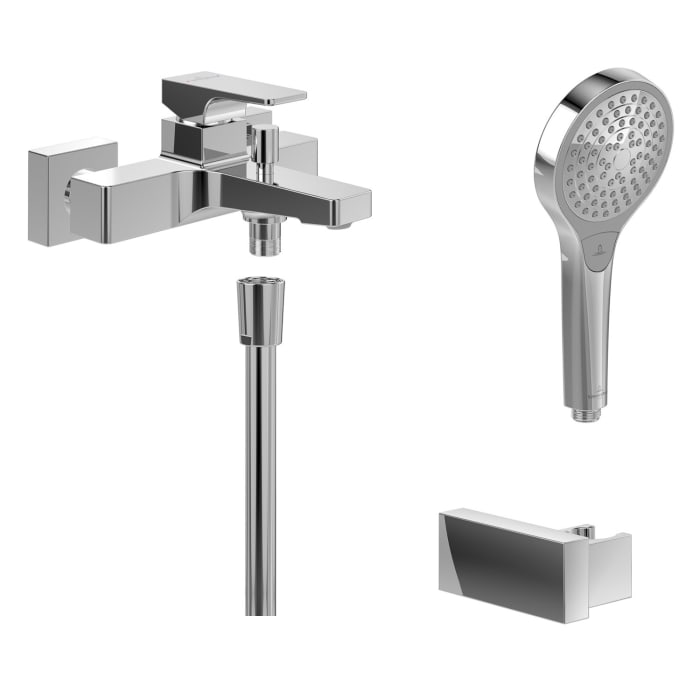 Villeroy & Boch Taro Duschgarnitur Mit Brausehalter, Handbrause Und Wannenarmatur