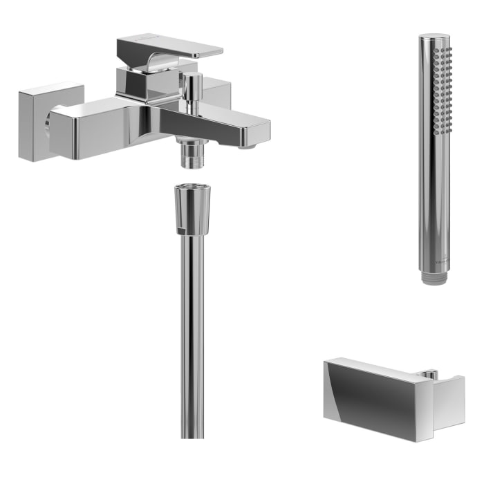 Villeroy & Boch Taro Duschgarnitur Mit Brausehalter, Stabhandbrause Und Wannenarmatur