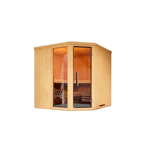 Weka Element-Ecksauna Varberg 3 Sparset 9 kW Kompakt Glastür/Fenster
