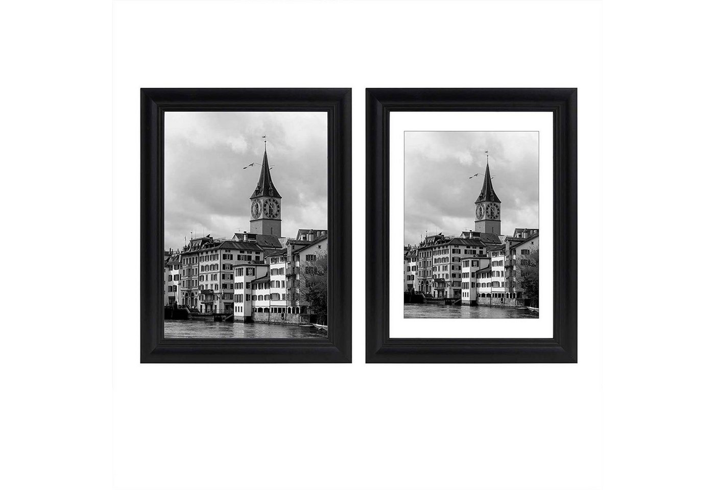 3er Set 20x25cm Bilderrahmen Artos Stil Holz Rahmen Fotogalerie Glasscheibe, Schwarz - Woltu