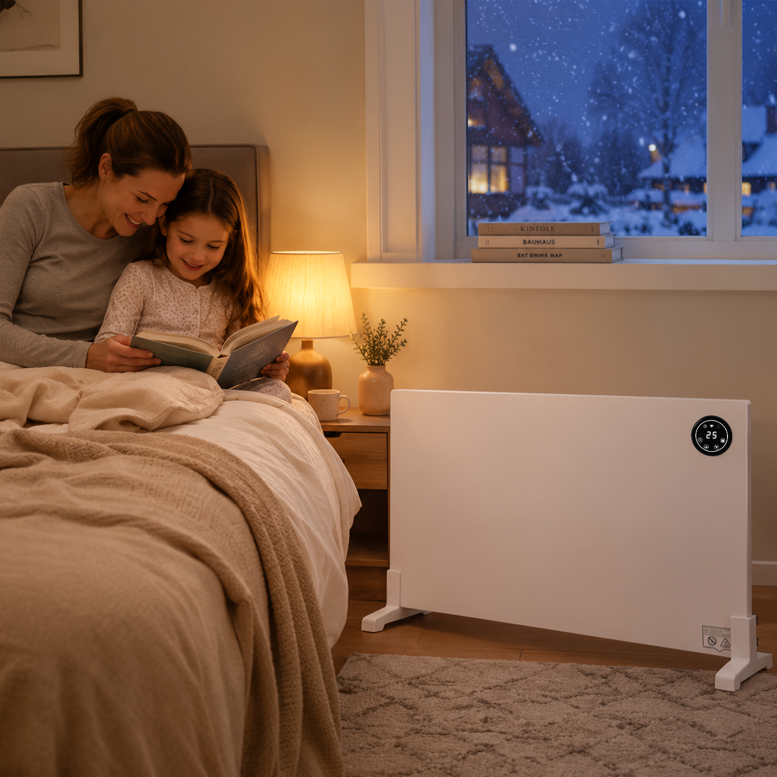 Jiubiaz 1000w Infrarot- Und Konvektionsheizung, Heizpaneel Mit Wlan, Timer, Eco-modus, Kindersicherung, Wand Oder Stand