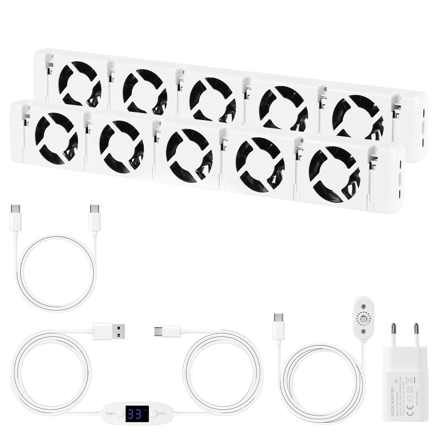 Jiubiaz Radiatorventilator 5-fach, 2er-set, Temperatursteuerung, Für 150–200 Cm