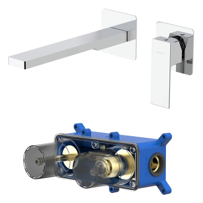 Kronenbach Quara 3.0, Set Waschtisch-einhebelmischer Unterputz Incl. Grundkörper, Ausladung 20 Cm, Wassersparend