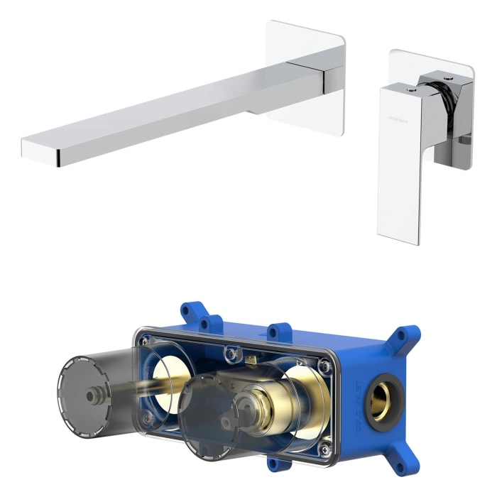 Kronenbach Quara 3.0, Set Waschtisch-einhebelmischer Unterputz Incl. Grundkörper, Ausladung 24 Cm, Wassersparend
