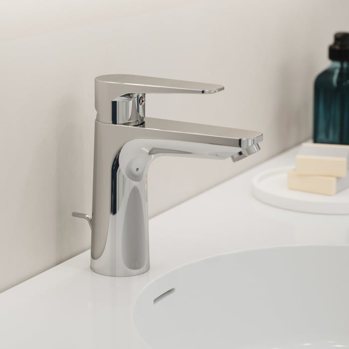 Kronenbach Radia 3.0 Waschtisch-einhebelmischer Mit Energiespar-funktion, Mit Zugstangen-ablaufgarnitur 1 1/4, Wassersparend