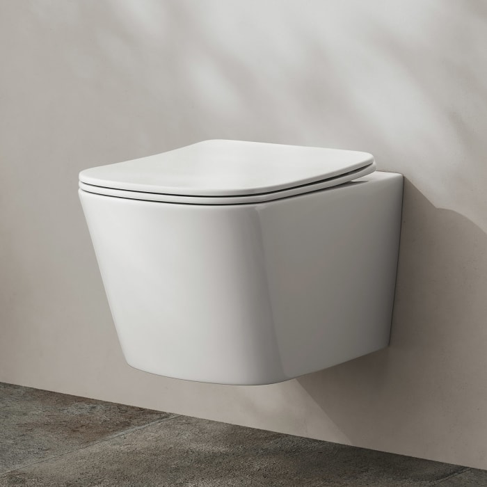 Kronenbach Cube Wand-wc-set Kompakt Spülrandlos Mit Rotationsspülung Und Wc-sitz Slim