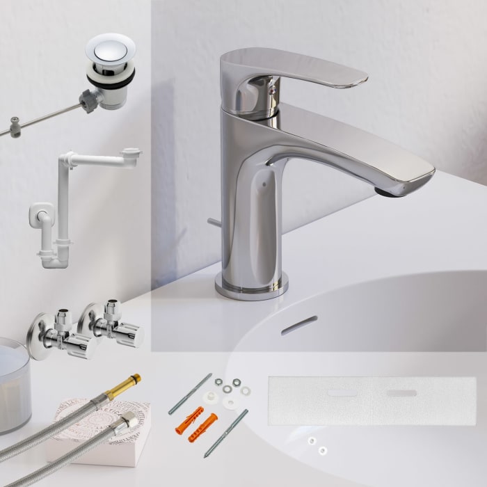 Kronenbach Rivara Montage- Und Armaturenset Xl Für Waschtisch Mit Unterschrank