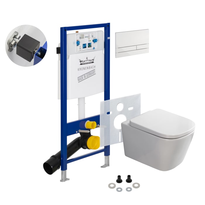 Kronenbach Cube Wand-wc Kompakt, Spülrandlos Komplettset
