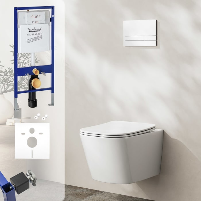 Kronenbach Cube Wand-wc Kompakt Spülrandlos Komplettset Slim