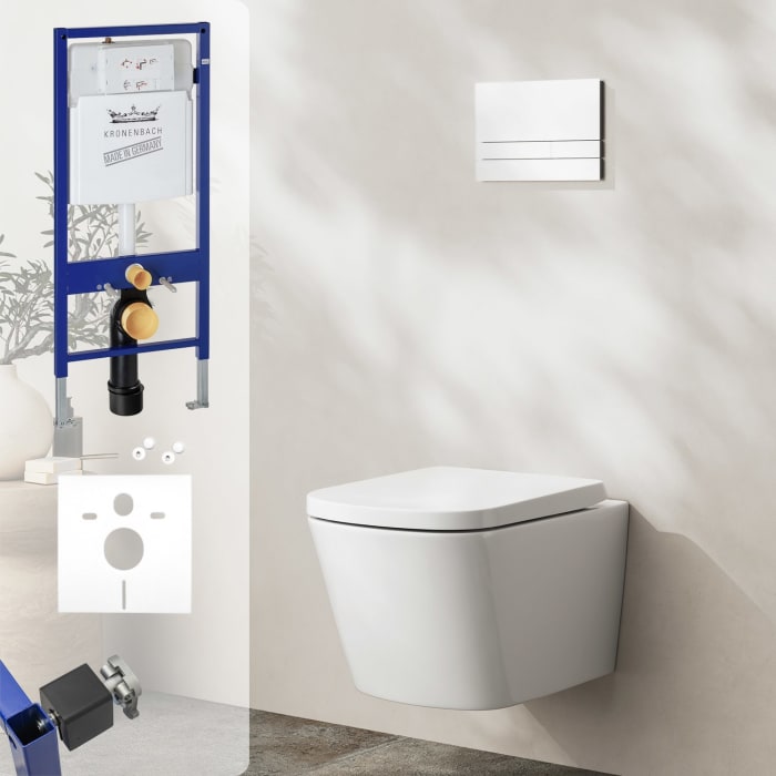 Kronenbach Cube Wand-wc Kompakt Spülrandlos Komplettset Wrapover