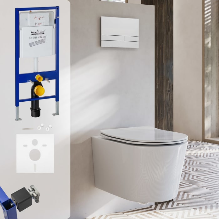 Kronenbach Tube Wand-wc Spülrandlos Komplettset Slim