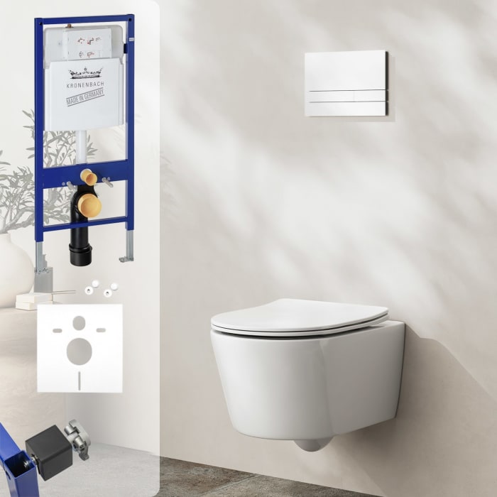 Kronenbach Tube Wand-wc Kompakt Spülrandlos Komplettset Slim
