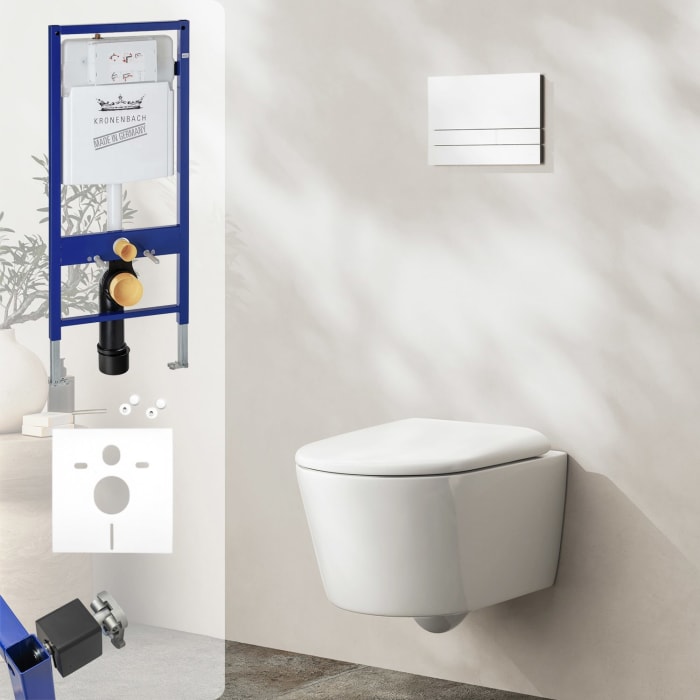 Kronenbach Tube Wand-wc Kompakt Spülrandlos Komplettset Wrapover