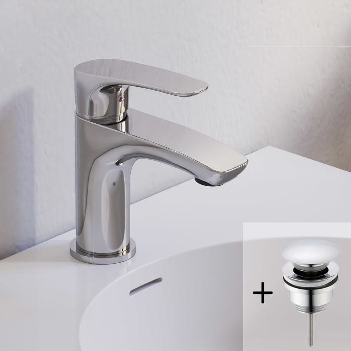 Kronenbach Rivara Waschtisch-einhebelmischer Mit Pop Up Ablaufventil, Wassersparend