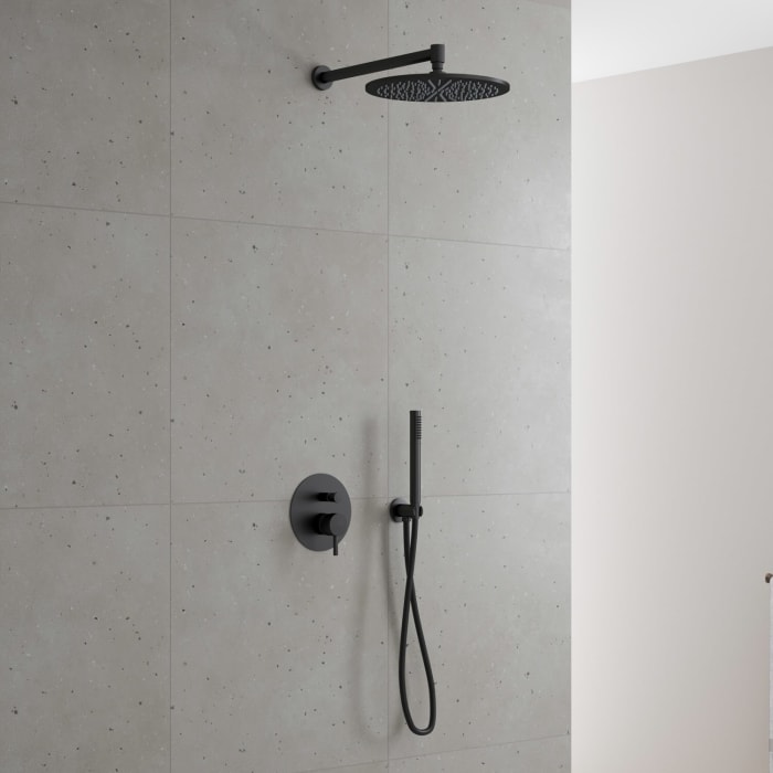 Kronenbach Lima 2.0 Black Duschsystem Unterputz, Einhebelmischer Mit Umsteller, Rund