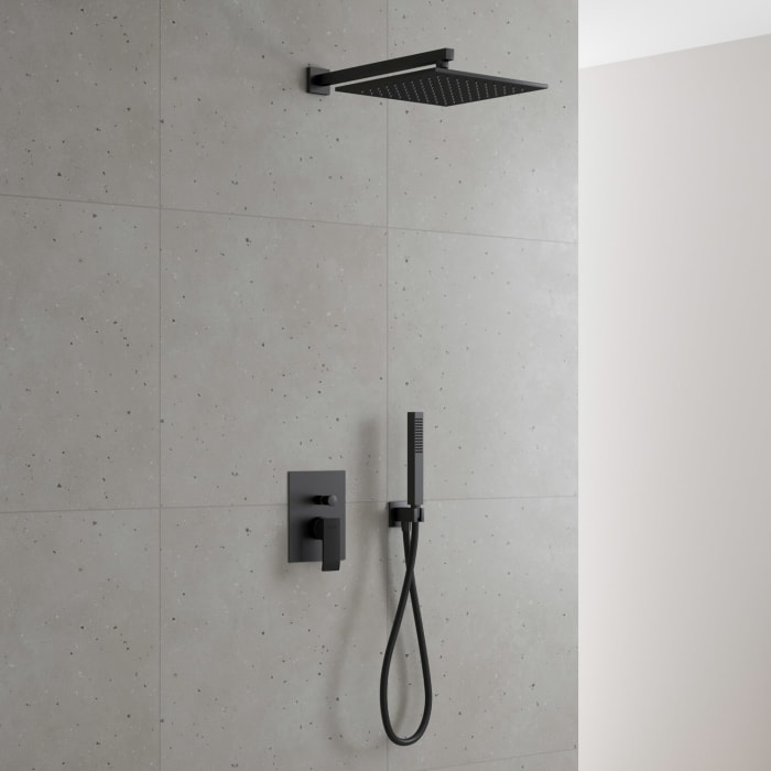 Kronenbach Quara 3.0 Black Duschsystem Unterputz, Einhebelmischer Mit Umsteller, Eckig