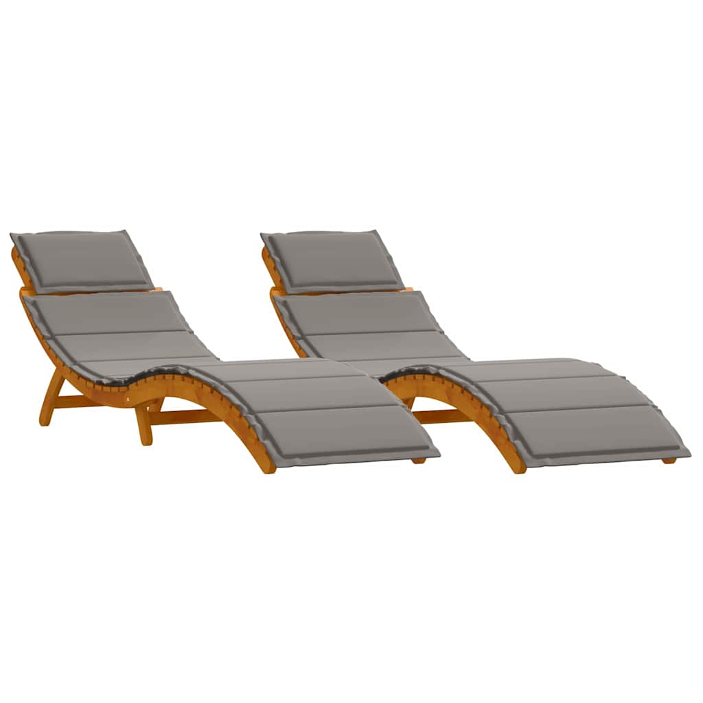 Maison Exclusive - Sonnenliege 2 Stk. Massivholz Akazie Grau