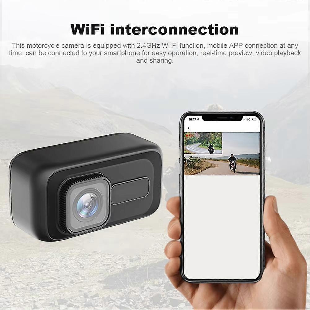Motorrad-dashcam Mit 2k/1080p Hd-nachtsicht, Wasser- Und Staubdichter Halterung, Wlan-verbindung.