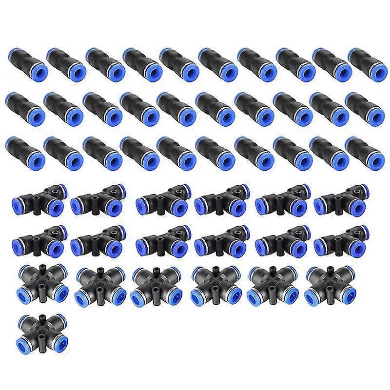 49 Stück Pza/pu/pe Pneumatische Armaturen Wasserrohre Rohrverbinder 8 Mm Kunststoffrohr Schnellanschlüsse T-stück